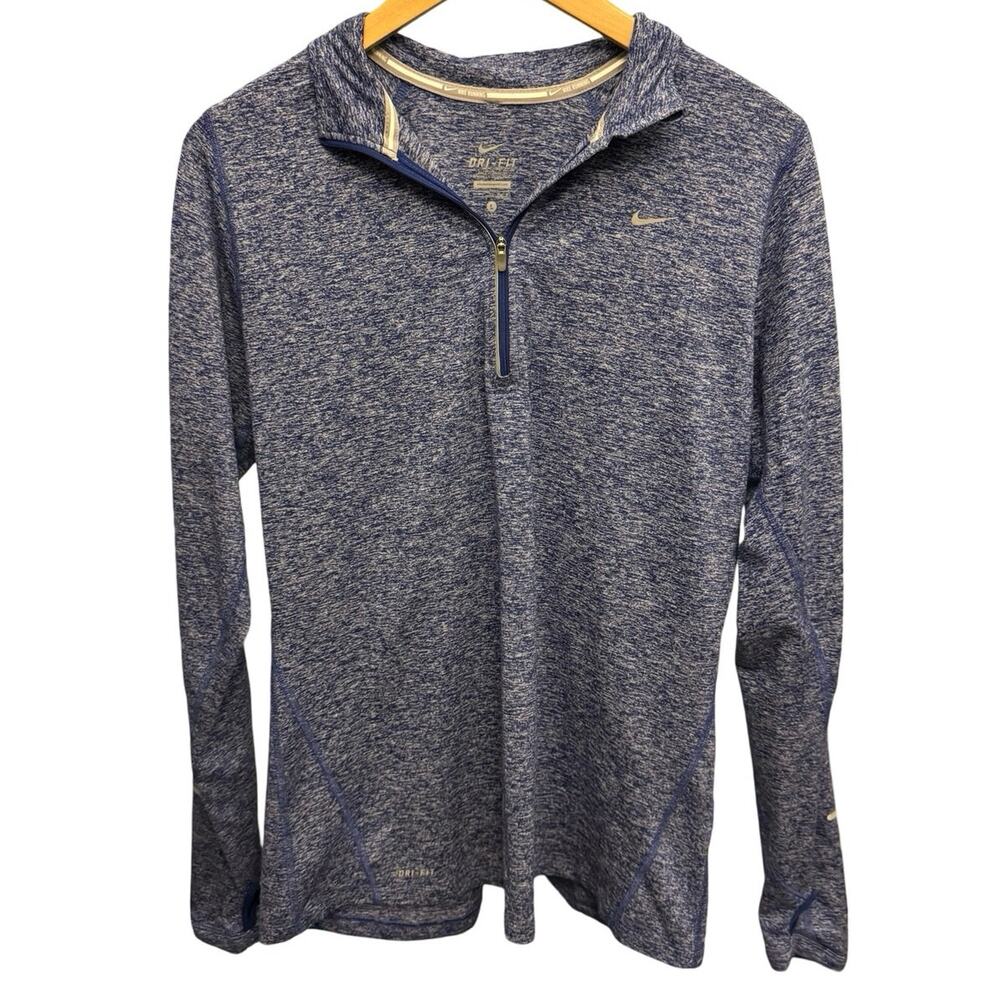 Nike Dri Fit T-Shirts Men's Size Large Gray Solid Knit 1/4 Zip Long Sleeve Tops